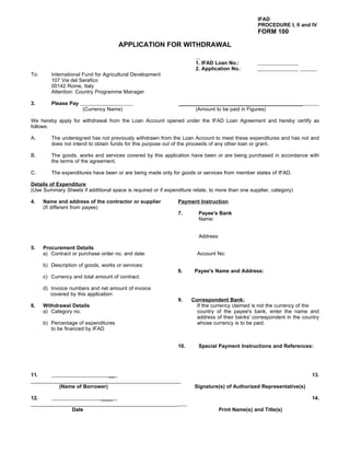 Withdrawal For Application Form 100