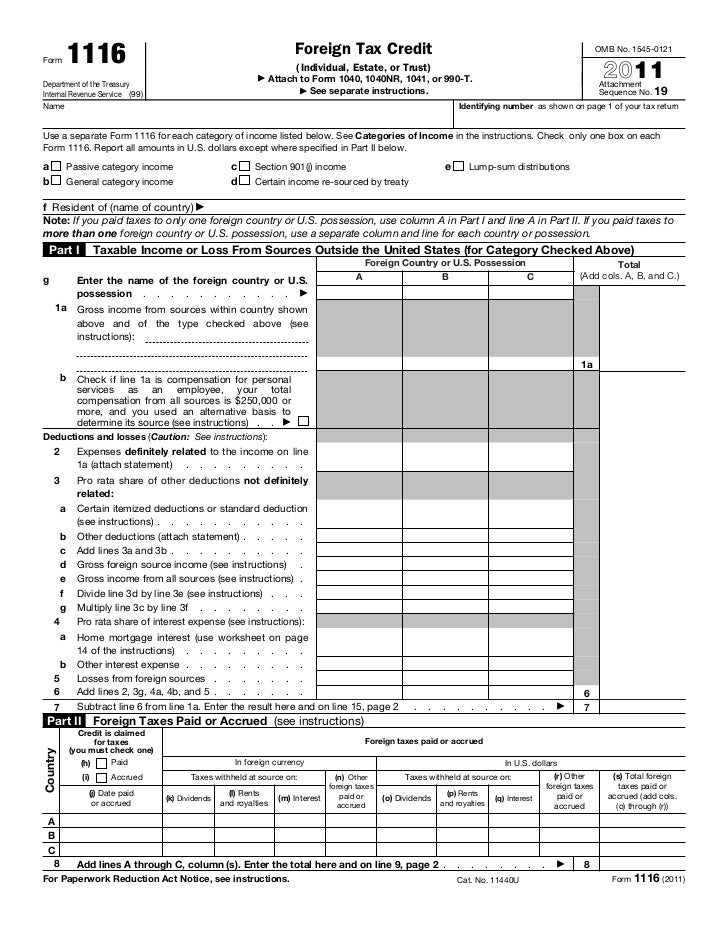 us tax abroad expatriate form 1116 form 1116