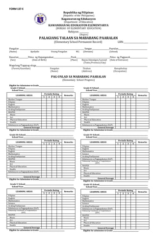 Form 137 school permanent record