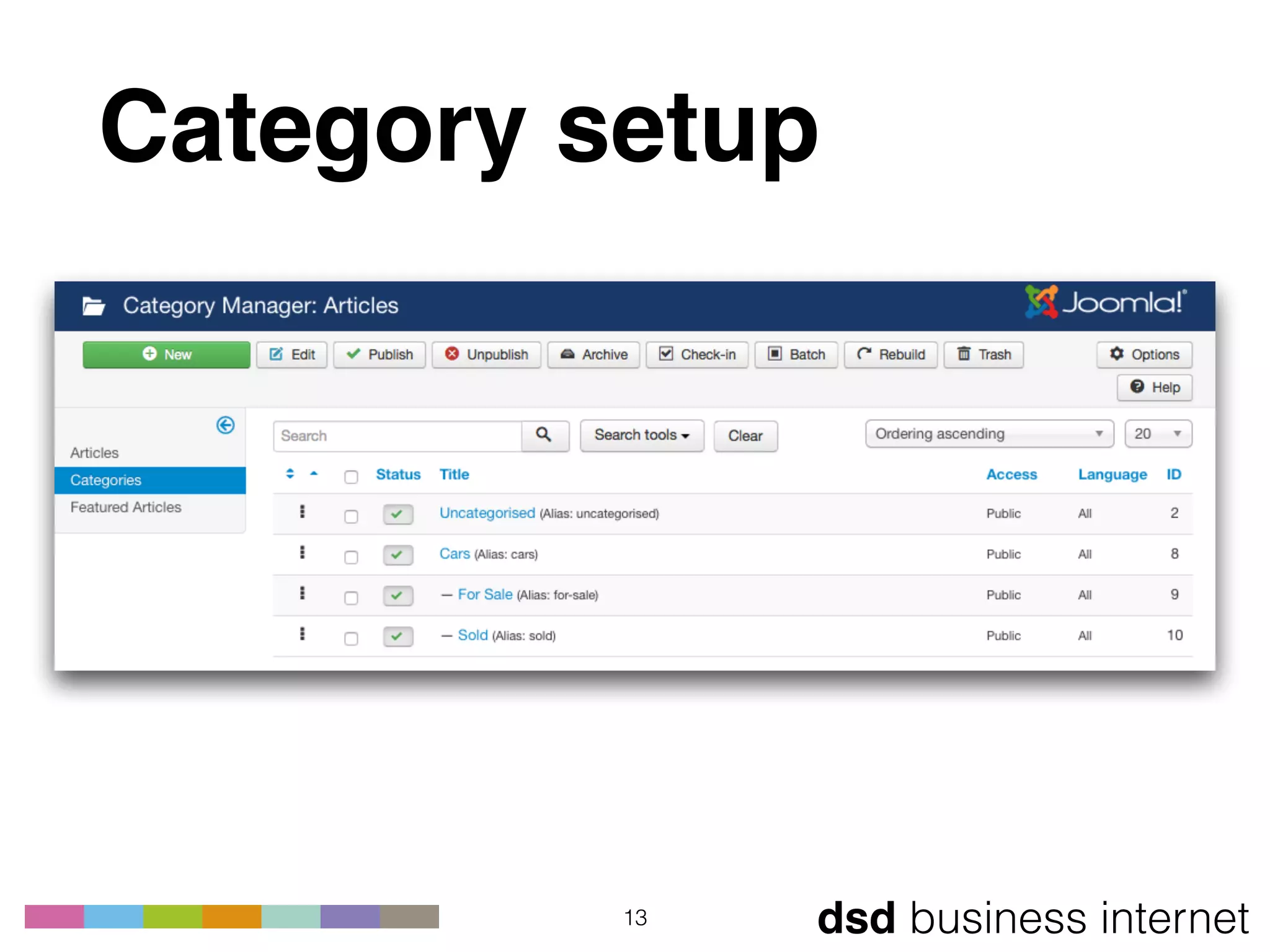 dsd business internet
Category setup
13
 