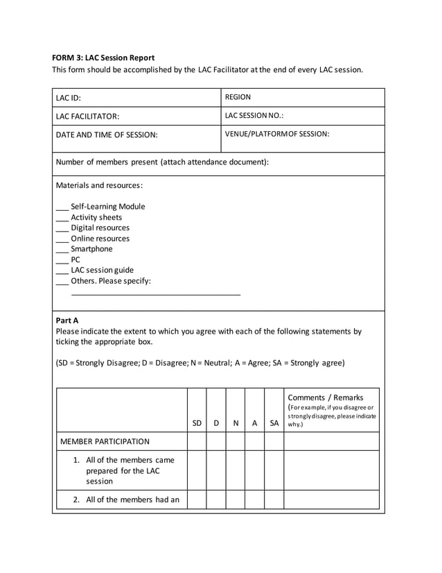 Form 3. lac session report PDF