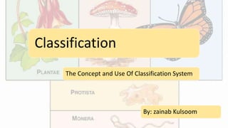 Classification
The Concept and Use Of Classification System.
By: zainab Kulsoom.
 