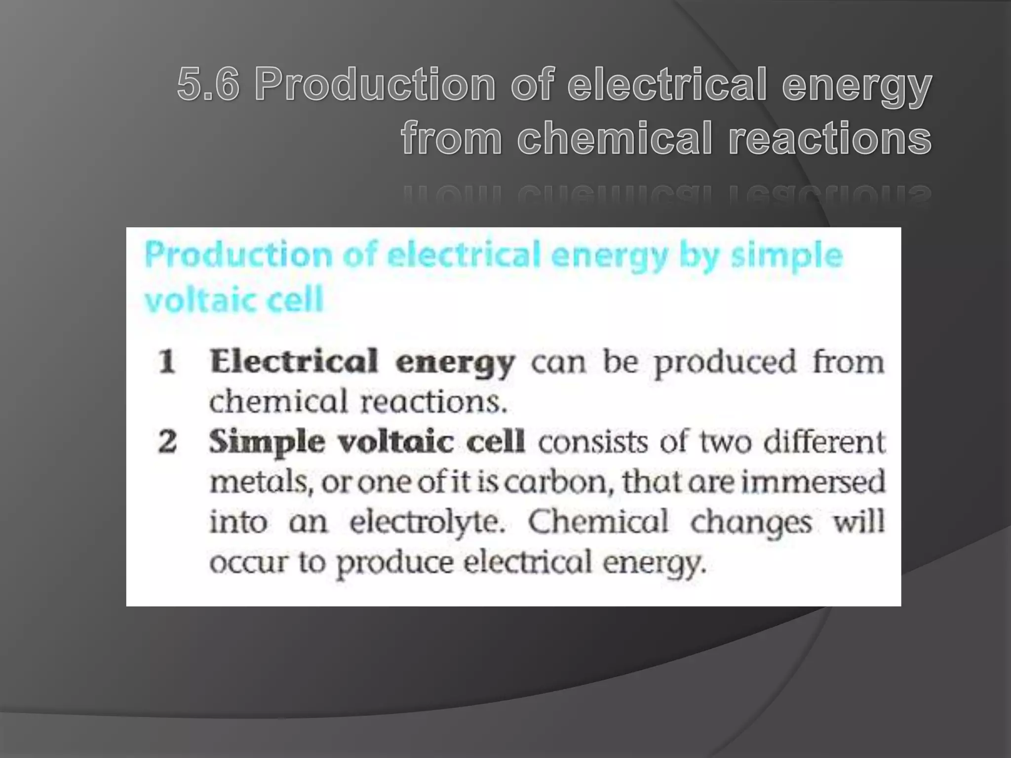 5.6 Production of electrical energy from chemical reactions