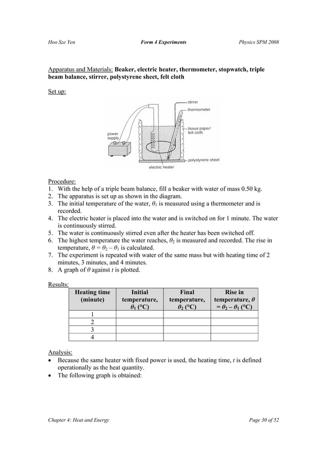 Form 4 experiments all topics | PDF | Physics | Science