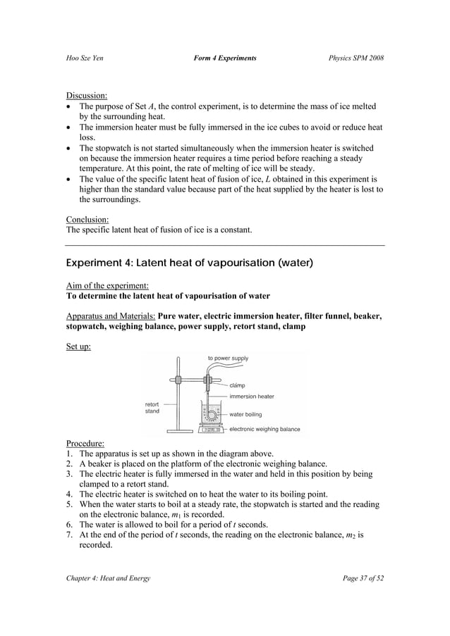 Form 4 experiments all topics | PDF | Physics | Science