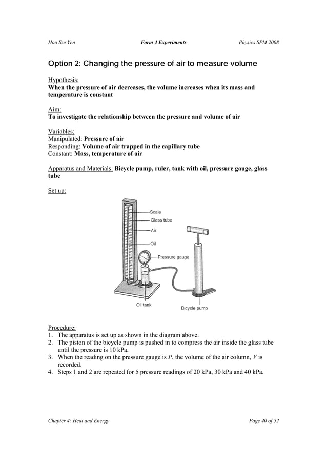 Form 4 experiments all topics | PDF | Physics | Science