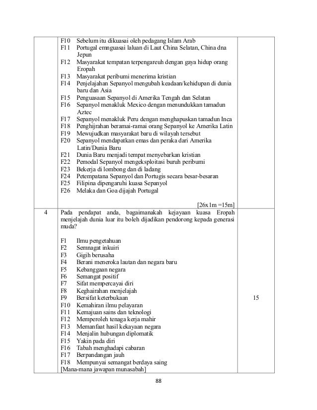 Sejarah Soalan & Skema Jawapan Kertas 3 (Tingkatan 4)