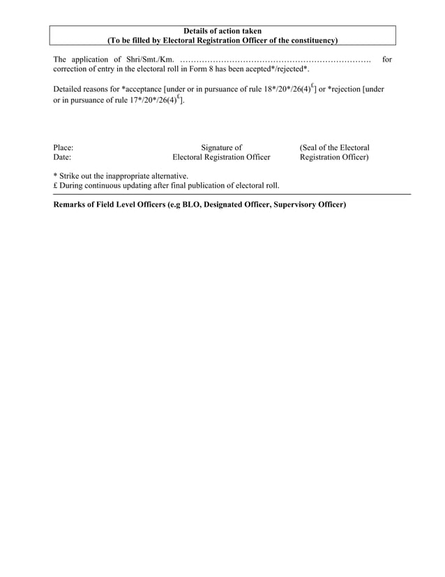 Voter ID Card Form No. 8 PDF