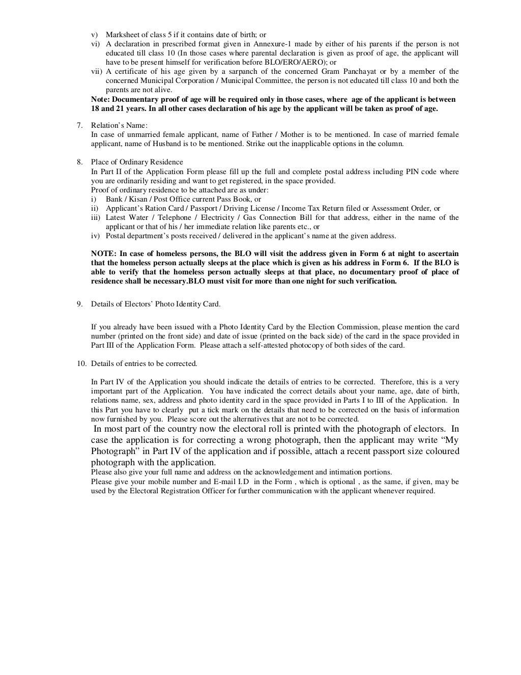 Voter ID Card Form No. 8