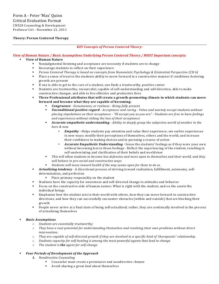 An overview person centered therapy
