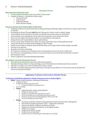 An Overview: Reality Therapy | PDF