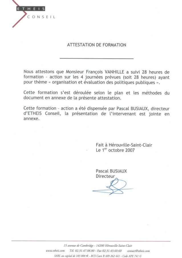 Attestation De Formation