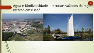 Água e Biodiversidade – recursos valiosos da região,
estarão em risco?
Sustentabilidade e Educação Ambiental
2
https://www.cm-estarreja.pt/
 