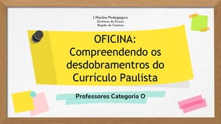 OFICINA:
Compreendendo os
desdobramentros do
Currículo Paulista
Professores Categoria O
| Núcleo Pedagógico
Diretoria de Ensino
Região de Caieiras
 
