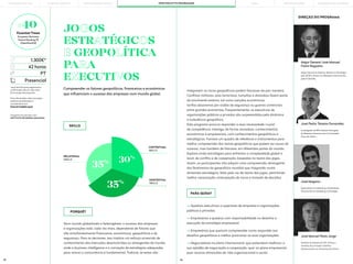 35 36
DIREÇÃO DO PROGRAMA
PARA QUEM?
Num mundo globalizado e heterogéneo, o sucesso das empresas
e organizações está, cada vez mais, dependente de fatores que
são simultaneamente financeiros, económicos, geopolíticos e de
segurança. Para os decisores, isso implica um esforço acrescido de
conhecimento dos mercados desenvolvidos ou emergentes do mundo,
onde a business intelligence e a conceção de estratégias adequadas
para vencer a concorrência é fundamental. Todavia, se estas não
—> Quadros executivos e superiores de empresas e organizações
públicas e privadas;
—> Empresários e quadros com responsabilidade no desenho e
execução da estratégia empresarial;
—> Empresários que queiram compreender como responder aos
desafios geopolíticos e melhor posicionar as suas organizações;
—> Negociadores no plano internacional, que pretendam melhorar a
sua aptidão de negociação e cooperação, quer no plano empresarial,
quer noutras dimensões da vida organizacional e social.
PORQUÊ?
JOGOS
ESTRATÉGICOS
E GEOPOLÍTICA
PARA
EXECUTIVOS
Compreender os fatores geopolíticos, financeiros e económicos
que influenciam o sucesso das empresas num mundo global.
SKILLS
PT
*early bird fee para pagamentos
confirmadas até um mês antes
do arranque do programa.
Para informações sobre inscrições,
políticas de adiamento e
cancelamento em:
fexecutivos@pbs.up.pt
Programa em parceria com:
INSTITUTO DE DEFESA NACIONAL
1.300€*
42 horas
Presencial
RELATIONAL
SKILLS
EXISTENTIAL
SKILLS
CONTEXTUAL
SKILLS
35%
35% 30%
integrarem os riscos geopolíticos podem fracassar da pior maneira.
Conflitos militares, atos terroristas, tumultos e distúrbios fazem parte
da envolvente externa, tal como sanções económicas,
tarifas aduaneiras por razões de segurança ou guerras comerciais
entre grandes economias. Frequentemente, os executivos de
organizações públicas e privadas são surpreendidos pela dinâmica
e turbulência geopolítica.
Este programa procura responder a essa necessidade crucial
de competência. Interliga, de forma inovadora, conhecimentos
económicos e empresariais, com conhecimentos geopolíticos e
estratégicos. Fornece um quadro de referência e instrumentos para
melhor compreensão dos temas geopolíticos que podem ser causa de
sucesso, mas também de fracasso, em diferentes partes do mundo.
Explora ainda estratégias para enfrentar a complexidade global e
local, de conflito e de cooperação, baseadas na teoria dos jogos.
Assim, os participantes irão adquirir uma compreensão abrangente
dos fenómenos da geopolítica mundial que integrarão numa
dimensão estratégica, feita pela via da teoria dos jogos, permitindo
melhor cenarização, antecipação de riscos e tomada de decisões.
#40
Finantial Times
European Business
School Ranking’19
[OpenExecEd]
José Manuel Peres Jorge
Membro da Direção do CEF. U.Porto e
membro da Comissão Científica
Doutoramento em Economia da U.Porto.
José Magano
Especialista em Marketing e Publicidade.
Doutorando em Marketing e Estratégia.
José Pedro Teixeira Fernandes
Investigador do IPRI-Instituto Português
de Relações Internacionais-Universidade
Nova de Lisboa.
Major General José Manuel
Freire Nogueira
Major-General do Exército. Mestre em Estratégia
pelo ISCSP e Doutor em Relações Internacionais
pela FCSH/UNL.
PORTO BUSINESS SCHOOL OPEN EXECUTIVE PROGRAMMES
LEARNING JOURNEY PÓS-GRADUAÇÕES SOLUÇÕES PARA EMPRESAS
MBAs
THE BUILDING OF YOU
 