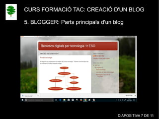 CURS FORMACIÓ TAC: CREACIÓ D'UN BLOG
5. BLOGGER: Parts principals d'un blog
DIAPOSITIVA 7 DE 11
 