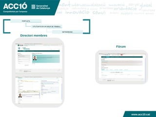 www.acc10.cat Fòrum Directori membres PORTLETS UTILITZATS EN UN GRUP DE TREBALL NETWORKING www.acc10.cat 