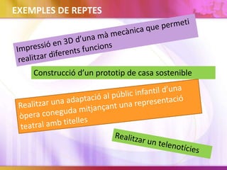 EXEMPLES DE REPTES
Construcció d’un prototip de casa sostenible
 
