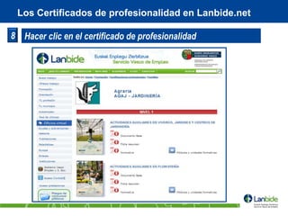 Los Certificados de profesionalidad en Lanbide.net

8 Hacer clic en el certificado de profesionalidad
 