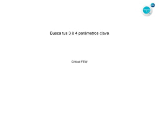 Busca tus 3 ò 4 parámetros clave
Critical FEW
 