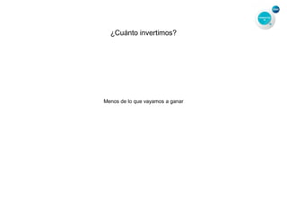¿Cuánto invertimos?
Menos de lo que vayamos a ganar
 