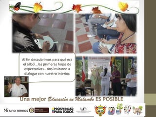 Al fin descubrimos para qué era
el árbol…las primeras hojas de
 expectativas...nos invitaron a
 dialogar con nuestro interior.
 