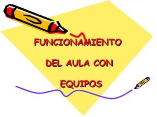 FUNCIONAMIENTO

 DEL AULA CON

    EQUIPOS
 