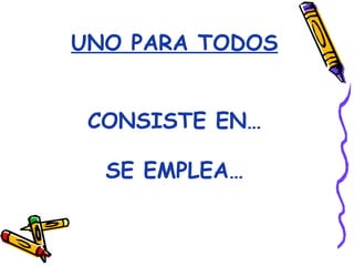 UNO PARA TODOS


 CONSISTE EN…

  SE EMPLEA…
 