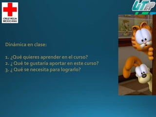 Dinámica en clase:
1.
2.
3.
¿Qué quieres aprender en el curso?
¿Qué te
se
gustaría aportar en este curso?
¿ Qué necesita para lograrlo?
 
