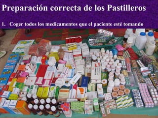 Coger todos los medicamentos que el paciente esté tomando Preparación correcta de los Pastilleros 