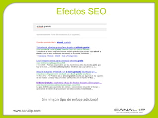 Efectos SEO




                  Sin ningún tipo de enlace adicional

www.canalip.com
 