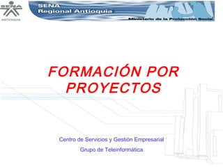 FORMACIÓN POR
  PROYECTOS


 Centro de Servicios y Gestión Empresarial
         Grupo de Teleinformática
 