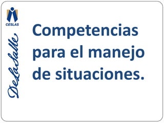 Competencias para el manejo de situaciones.Vinculadas con la posibilidad de: Organizar, diseñar y llevar a cabo proyectos de vida, considerando diversos aspectos como los sociales, culturales, ambientales, económicos, académicos y afectivos, 
