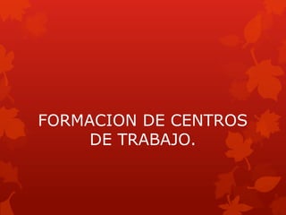 FORMACION DE CENTROS
     DE TRABAJO.
 