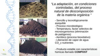 “La adaptación, en condiciones
controladas, del proceso
natural de descomposición
de la materia orgánica “
- Sencillo y te...