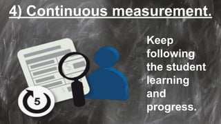 4) Continuous measurement.
Keep
following
the student
learning
and
progress.
 
