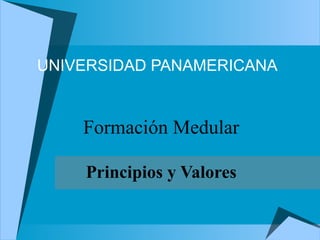 UNIVERSIDAD PANAMERICANA

Formación Medular
Principios y Valores

 