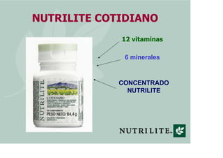 NUTRILITE COTIDIANO
             12 vitaminas

              6 minerales



             CONCENTRADO
               NUTRILITE
 
