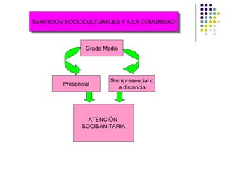 SERVICIOS SOCIOCULTURALES Y A LA COMUNIDAD Grado Medio ATENCIÓN  SOCISANITARIA Presencial Semipresencial o a distancia 
