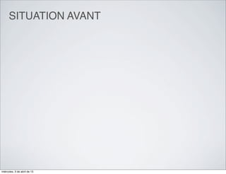 SITUATION AVANT




miércoles, 3 de abril de 13
 
