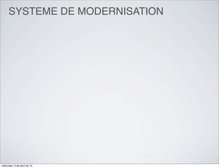 SYSTEME DE MODERNISATION




miércoles, 3 de abril de 13
 