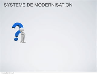 SYSTEME DE MODERNISATION




miércoles, 3 de abril de 13
 