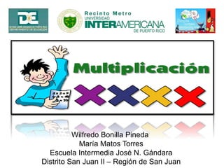Wilfredo Bonilla Pineda
María Matos Torres
Escuela Intermedia José N. Gándara
Distrito San Juan II – Región de San Juan
 