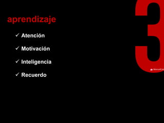 ManuelCalvillo 
aprendizaje 
Atención 
Motivación 
Inteligencia 
Recuerdo  