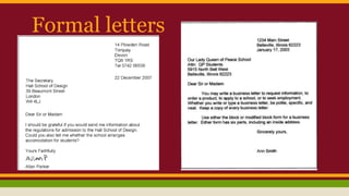 Formal letters
 