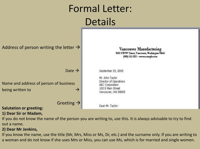 formal-letter.ppt | Resume Writing and Advice | Job Search