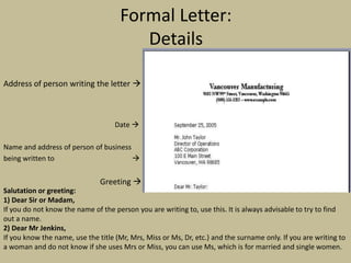 Dear Write formal-letter.ppt