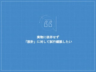 実物に依存せず
「設計」に対して試行錯誤したい
 