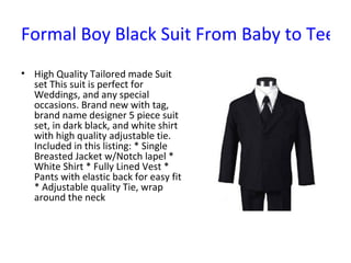 Formal Boy Black Suit From Baby to Teen ,[object Object]
