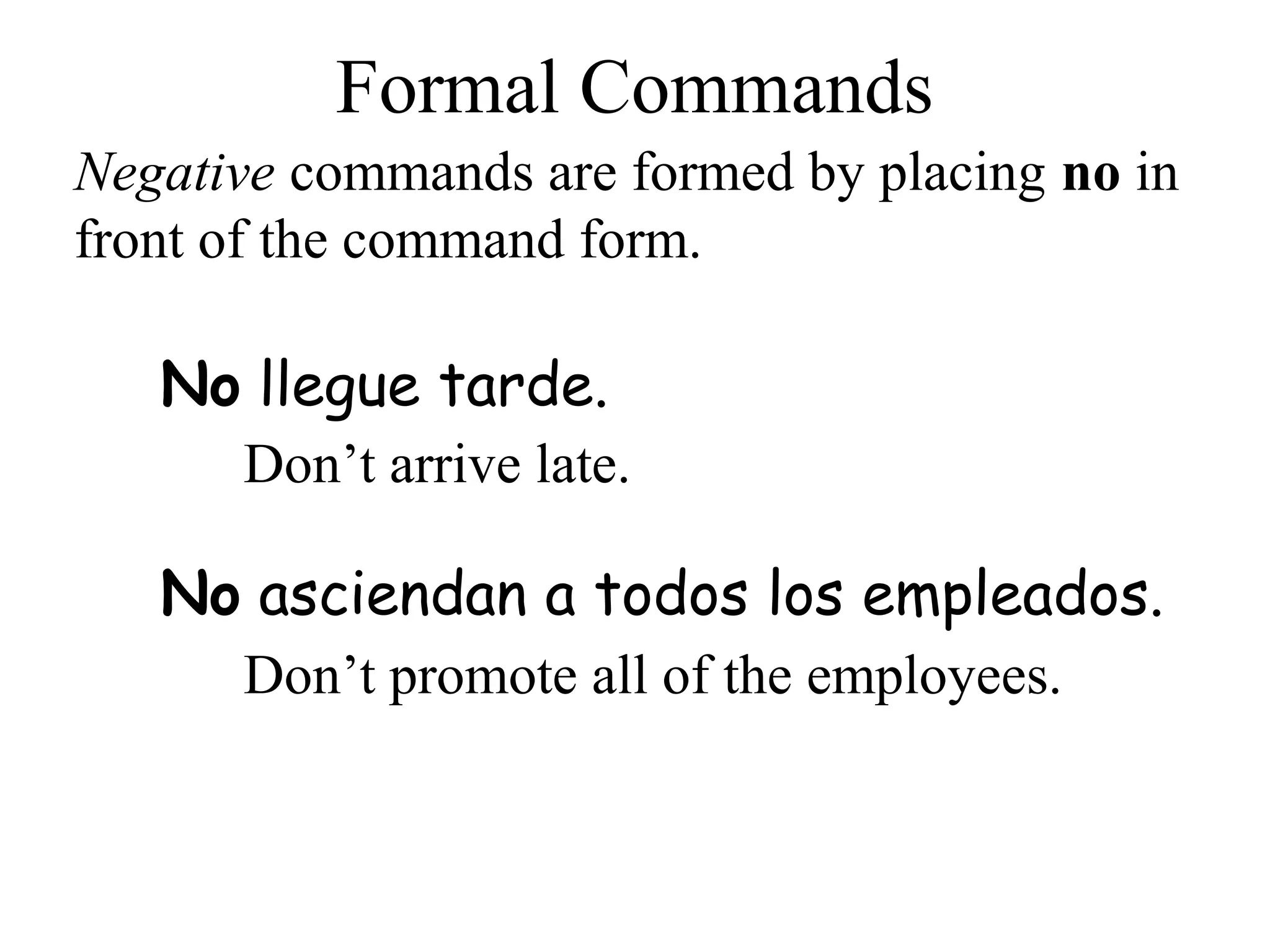 Formal commands | PPT
